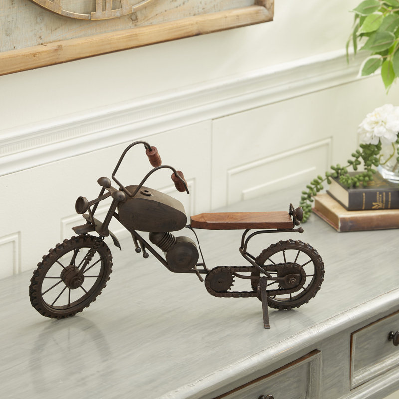 Metal Motorcycle Decorative Sculpture, Black