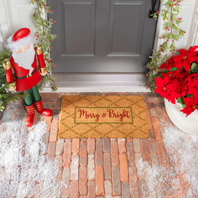 Tapis en fibre de coco à motif floral Merry & Bright