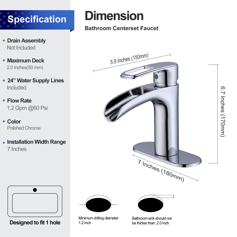 Single-Hole Single-handle Bathroom Faucet, Chrome