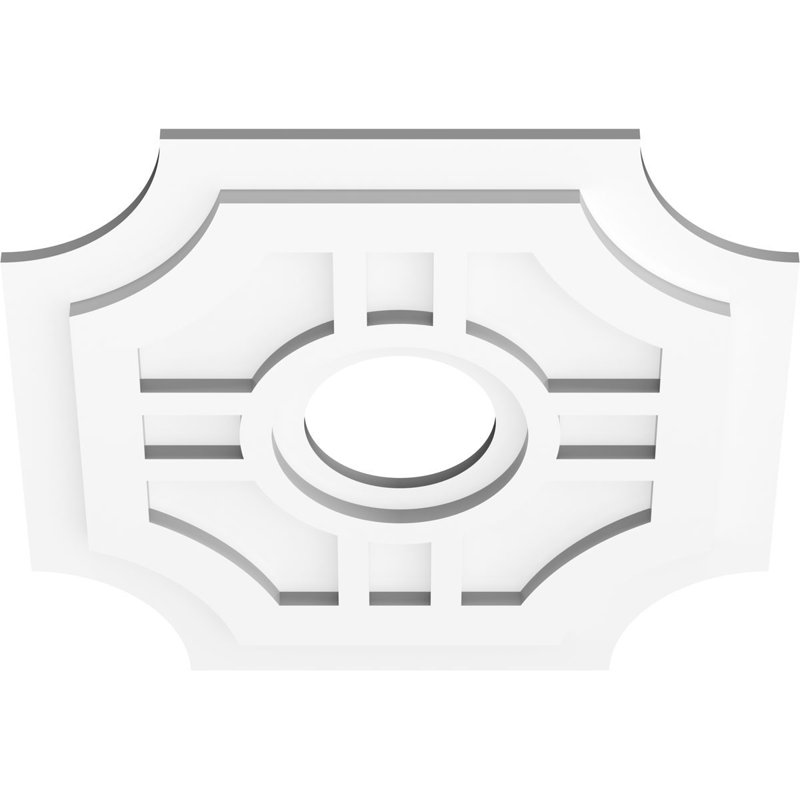 White PVC Contemporary Ceiling Medallion, 20-Inch