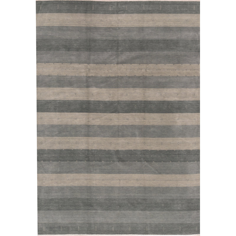 Wool Striped Area Rug in Aqua/Light Blue