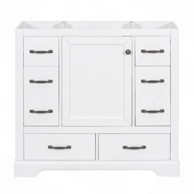 36" Bathroom Vanity Without Sink, Cabinet Base Only, Six Drawers, Multi-Functional Drawer Divider, Adjustable Shelf