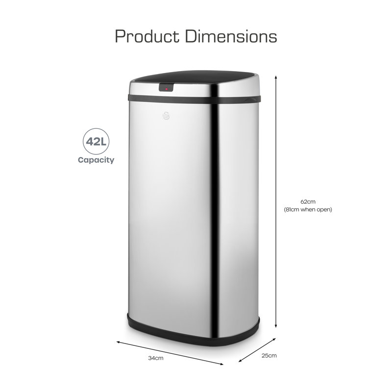 Townhouse 42 Litre Motion Sensor Recycling Bin, Grey