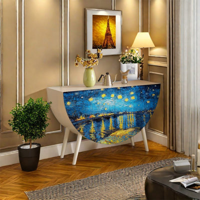 Semi-Circular Solid Wood Storage Cabinet Two Doors