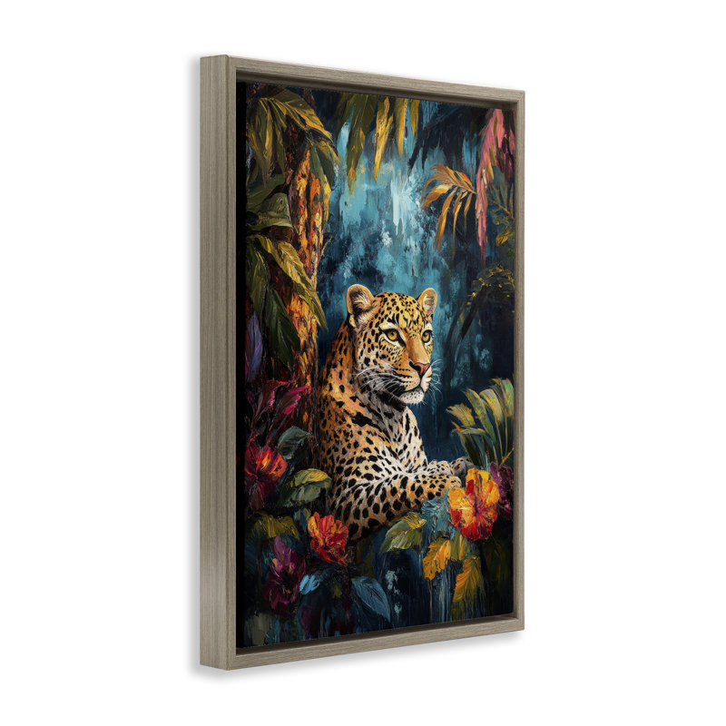 Cadre flottant Wild Side Jungle Cat, par Petal Prints Design, Cadre flottant orme Montalcino, H 25 po x l 17 po