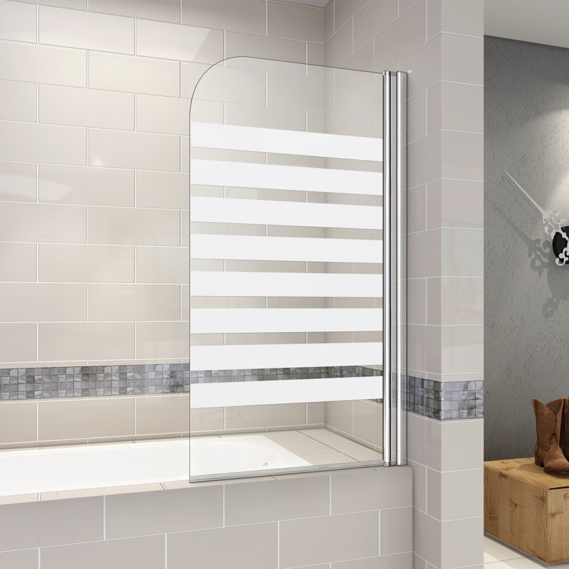 Maday 775mm - 800mm W x 1400mm H Pivot Semi-Frameless Tub Door with Clear Glass, Right Opening