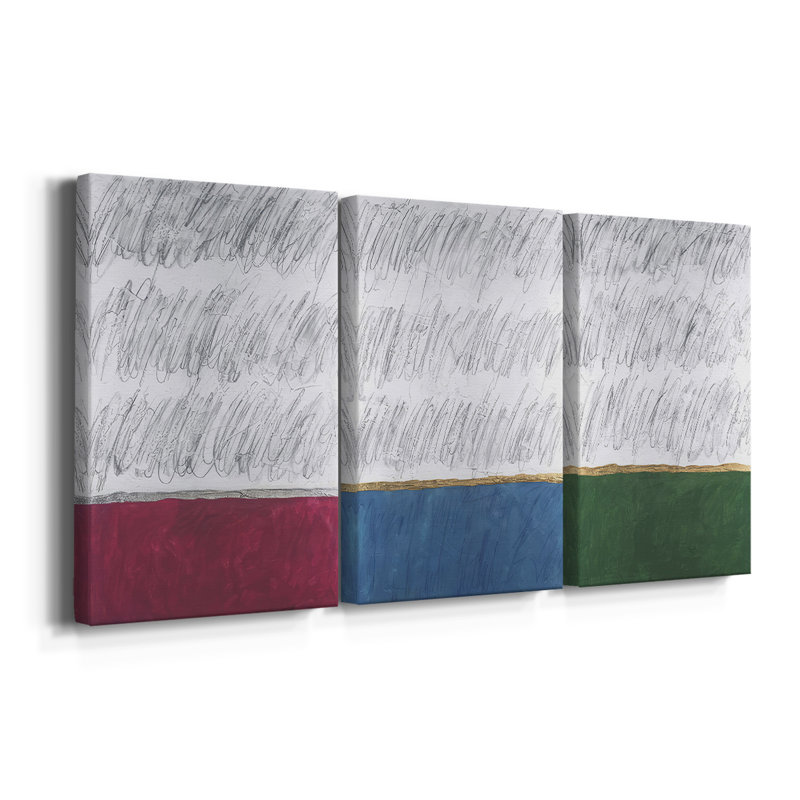 Chroma Tract I - Toile tendue avec châssis sur mesure - 3 pièces, H 48 po x l 96 po