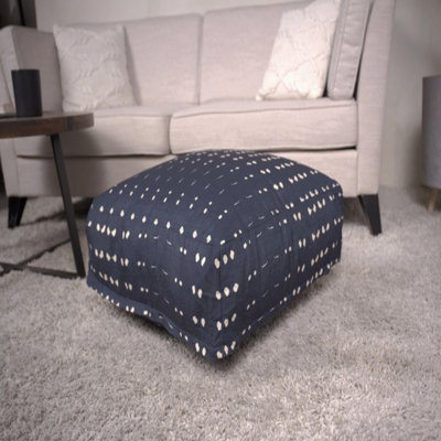 Pouf carré en tissu, repose-pieds