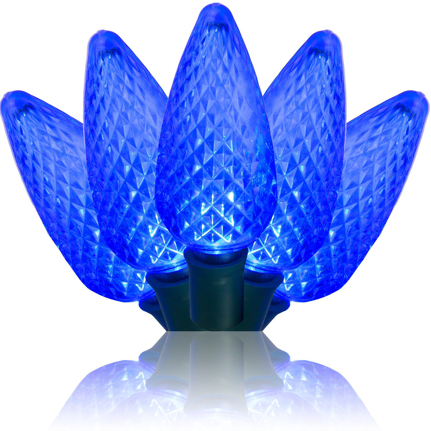 C9 LED Christmas String Lights, 17' L, Blue, 25