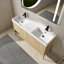 Ensemble de meuble-lavabo 60 po avec lavabo simple en résine, ensemble d'armoires de rangement modernes 4 portes, bois massif multicouche