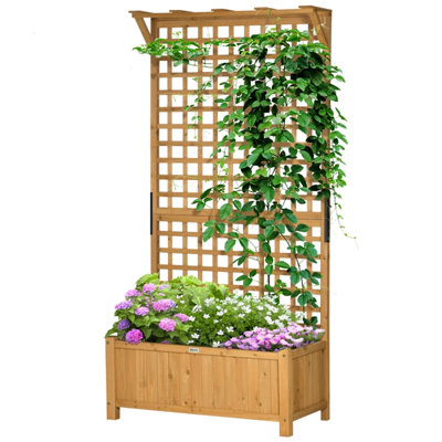 Jardinière en bois avec treillis pour grimper la vigne
