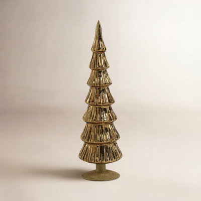 Hasika 2-Piece Green Glass Tabletop Tree Set