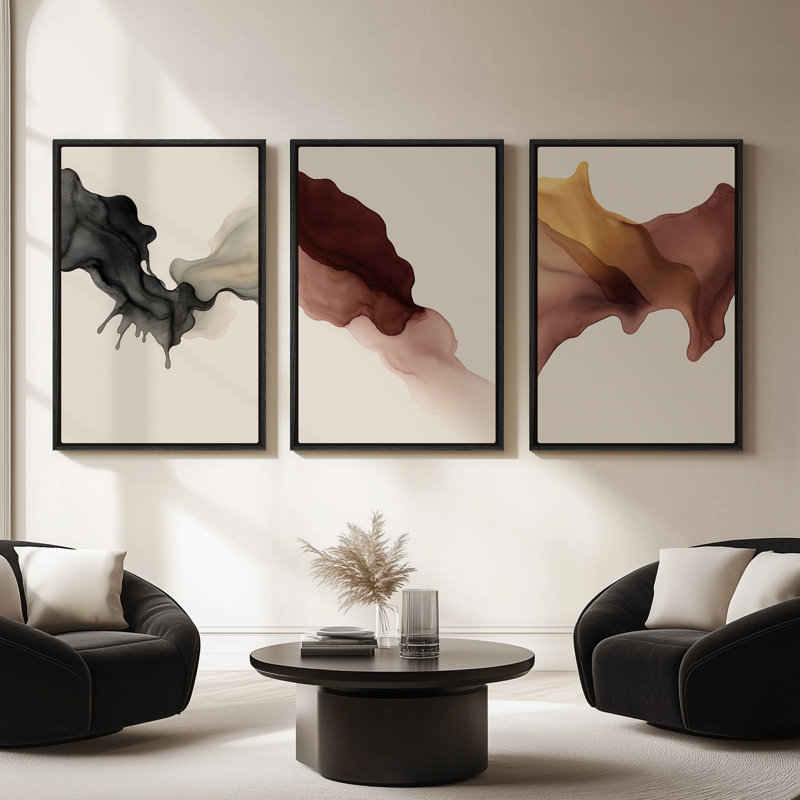 Framed Canvas Wall Art - Vintage Abstract Wall Prints for Bedroom, 36" H x 24" W, Black