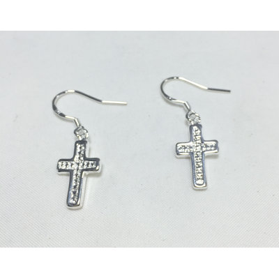 Boucle d'oreille croisée en alliage argenté