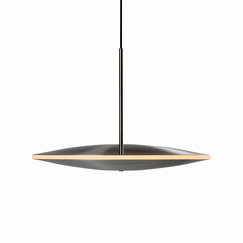 Luminaire suspendu rond en laiton filé-rond, horizontal, H 11 po x l 17 po x P 17 po, Laiton massif