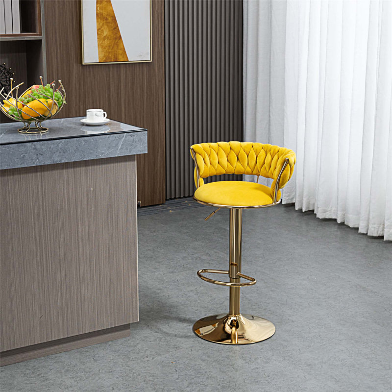 Tabouret pivotant à hauteur réglable Niambi, Moutarde