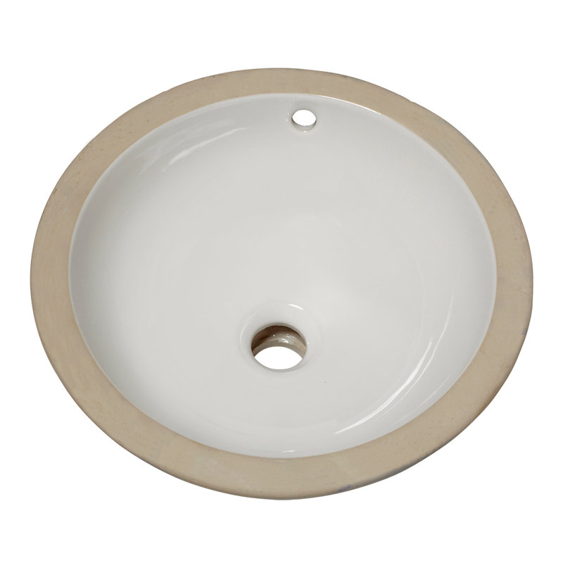 Lavabo pour salle de bain circulaire encastré avec trop-plein Orbit, Blanc