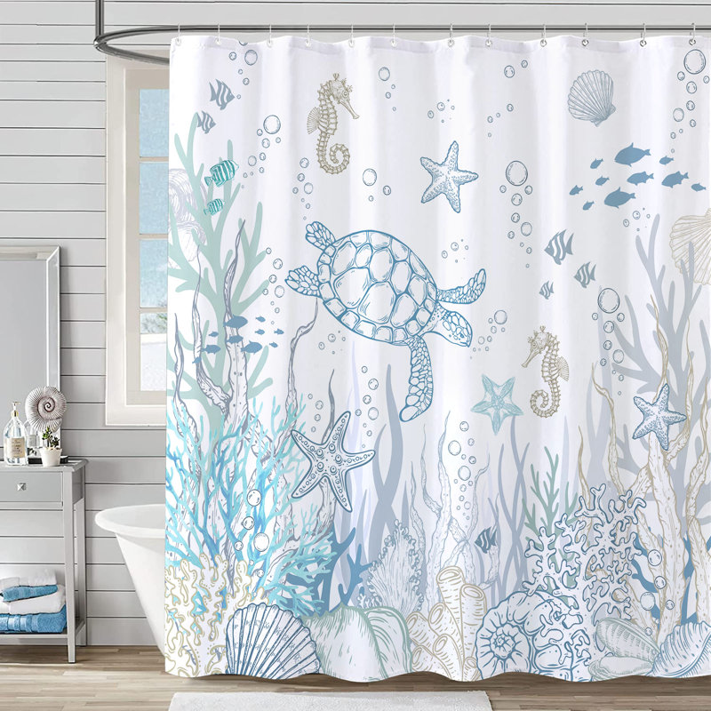 Rideau de douche Nautical Coastal Turtle