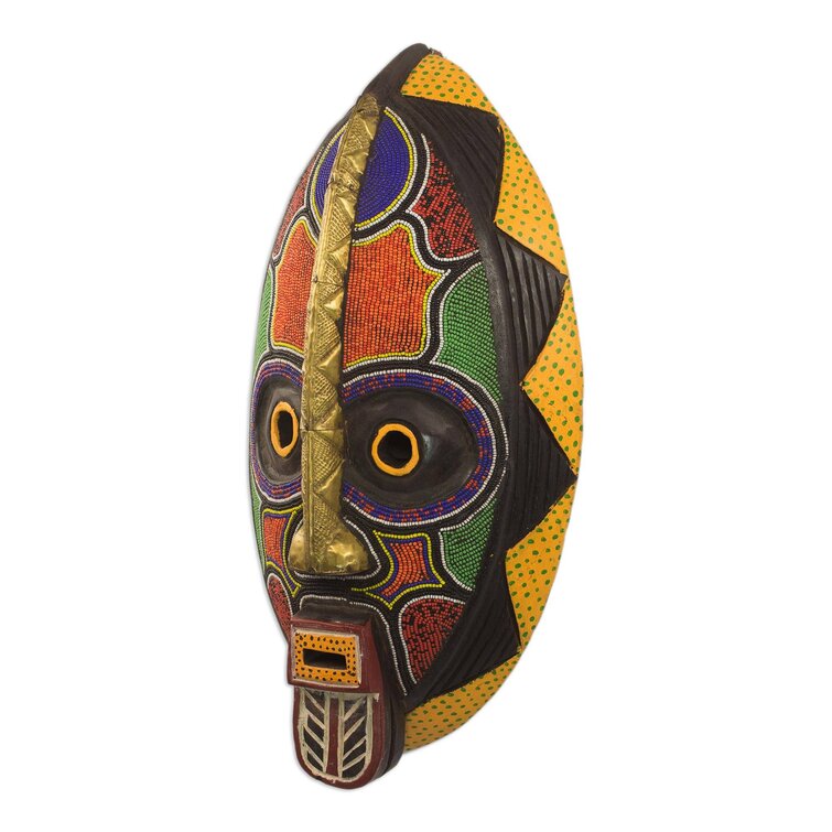 Fisker Perfekt systematisk Bungalow Rose Spirit Color African Beaded Wood Mask | Wayfair