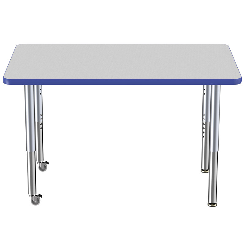 Table rectangulaire d'activité rectangulaire avec pieds réglables, 30" x 48", Gris te bleu, Super