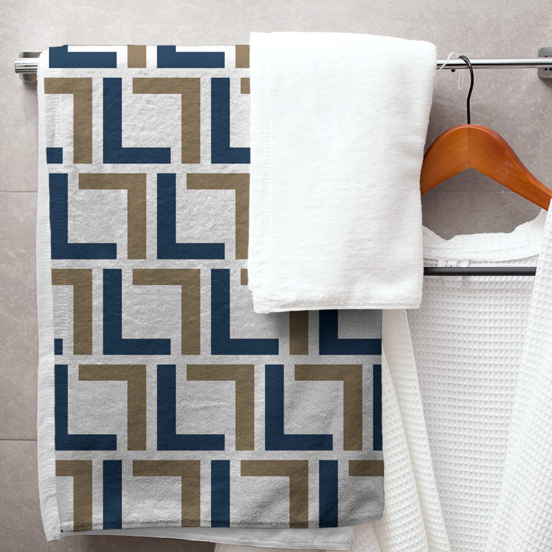 Serviette de bain, White/Millennium Blue/New Century Gold