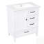 Meuble-lavabo de salle de bain avec lavabo, trois tiroirs et armoire à une porte, pieds en bois durable