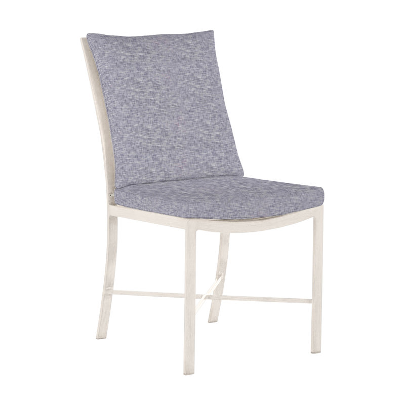 Monaco Patio Dining Side Chair with Cushions, Dove Sunbrella® Linen, No Welt, Slate Gray