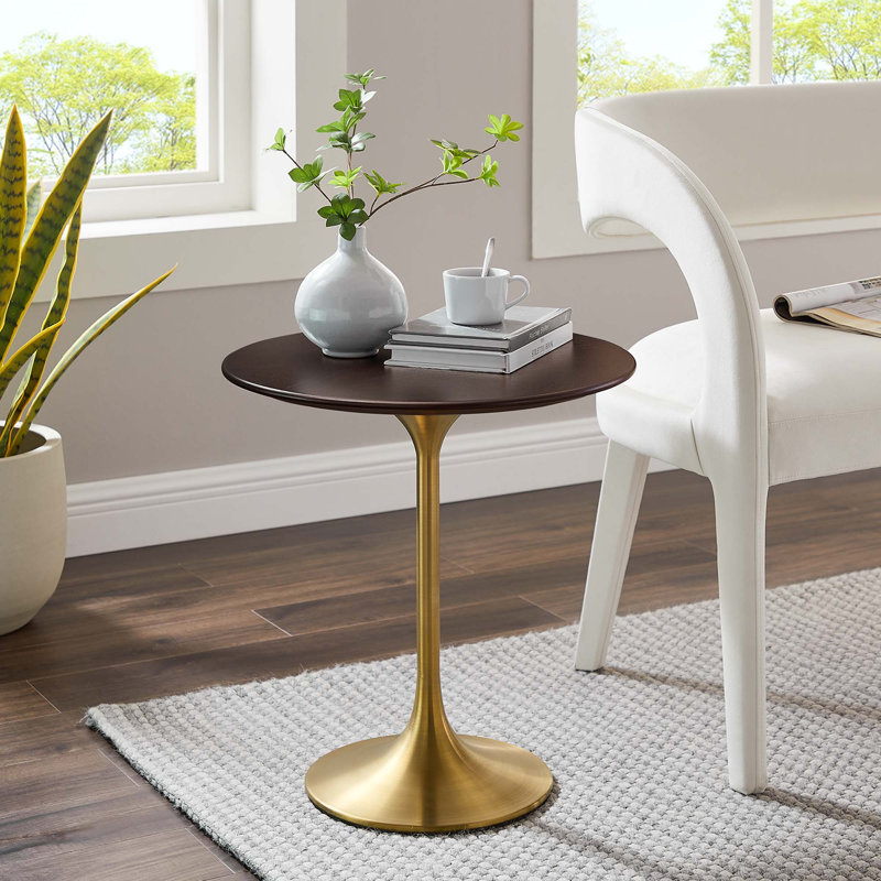 Modway Lippa Round Side Table, Brown, Gold