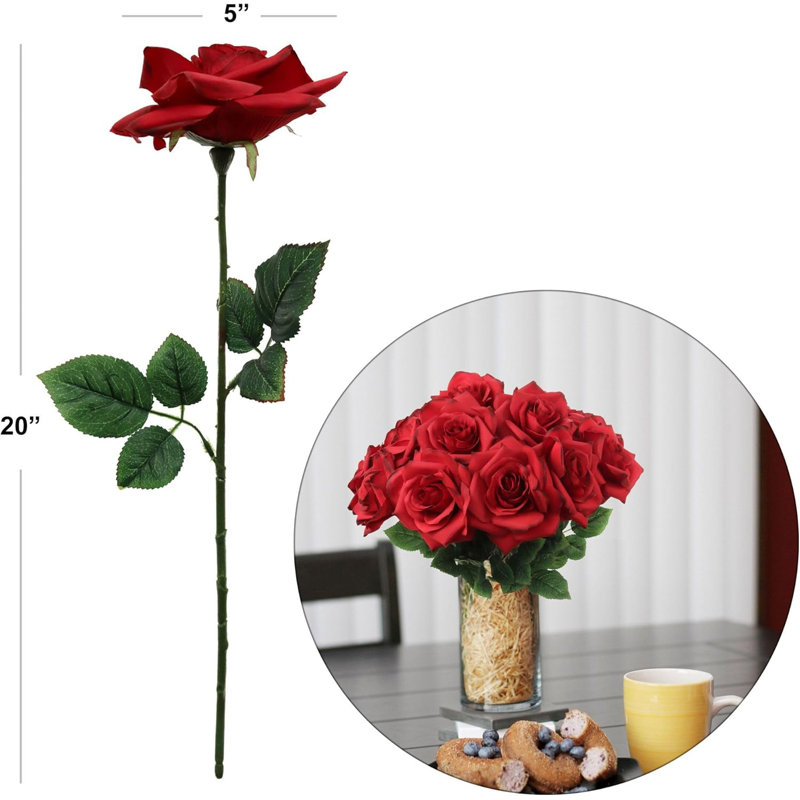 Tige de rose ouverte 20 po - paquet de 6