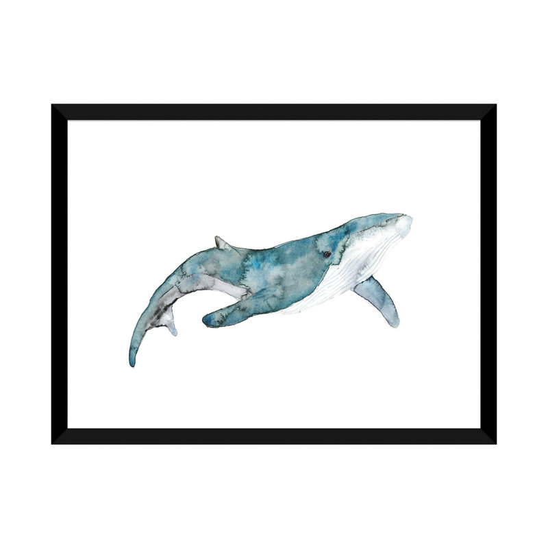 Art de baleine, H 24 po x l 32 po x P 1 po, Papier avec cadre noir
