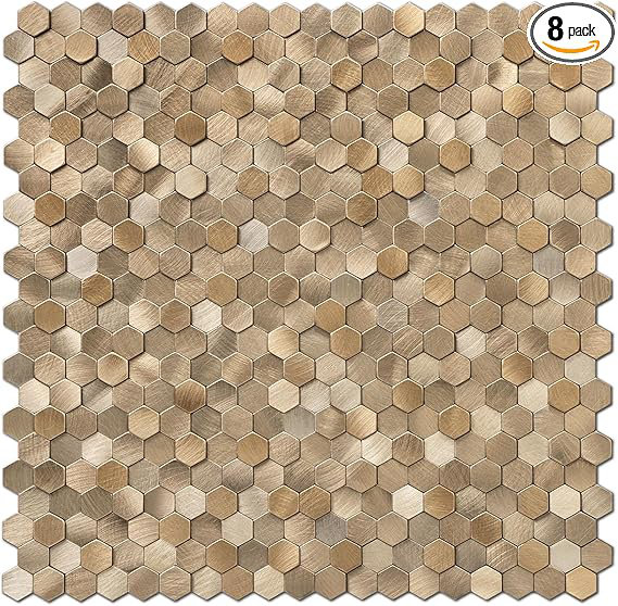 Carreaux de dosseret à peler et coller, carreaux auto-adhésifs à coller en mosaïque, dosseret hexagonal 3D pour meuble-lavabo de salle de bain