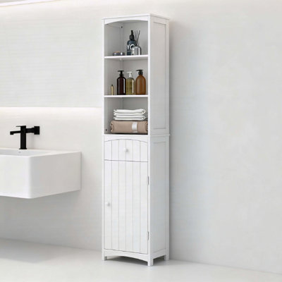 Unité de rangement de salle de bain autoportante avec tablette à 3 niveaux