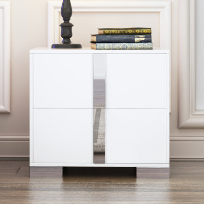 Marlow Modern Nightstand With 2 Drawers, MDF And Metal Accents
