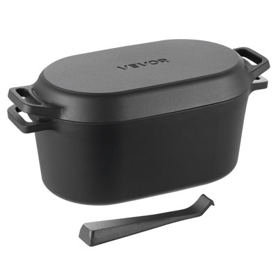 Batterie de cuisine robuste en fonte émaillée avec poignées de couvercle, 3,5 pintes, noir