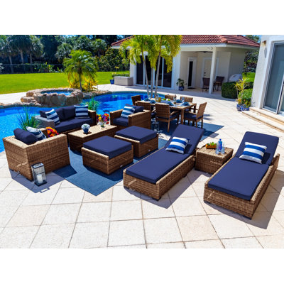 Tuscany Collection In Brown 14 - Person Patio Conversation Set with Cushions