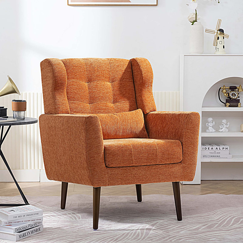 Chaise d'appoint rembourrée Modern, Orange, Marron clair
