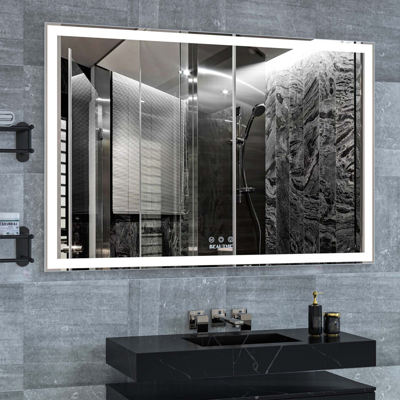 60x40 Inch Silver Aluminum LED Bathroom Vanity Mirror