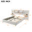 Grand lit tapissier en velours beige
