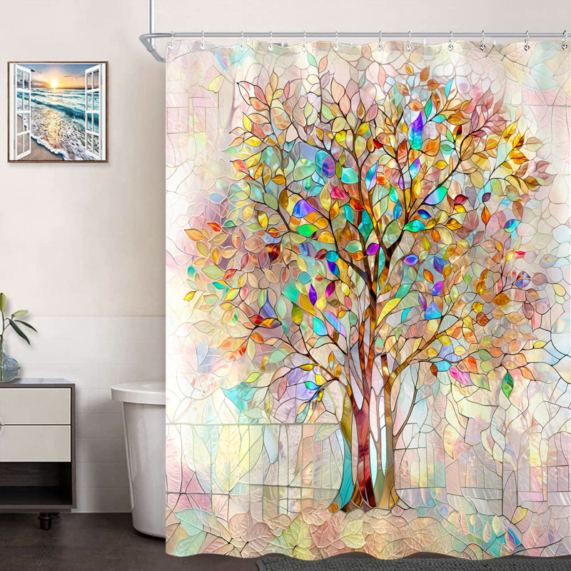 Rideau de douche Tree of Life avec crochets