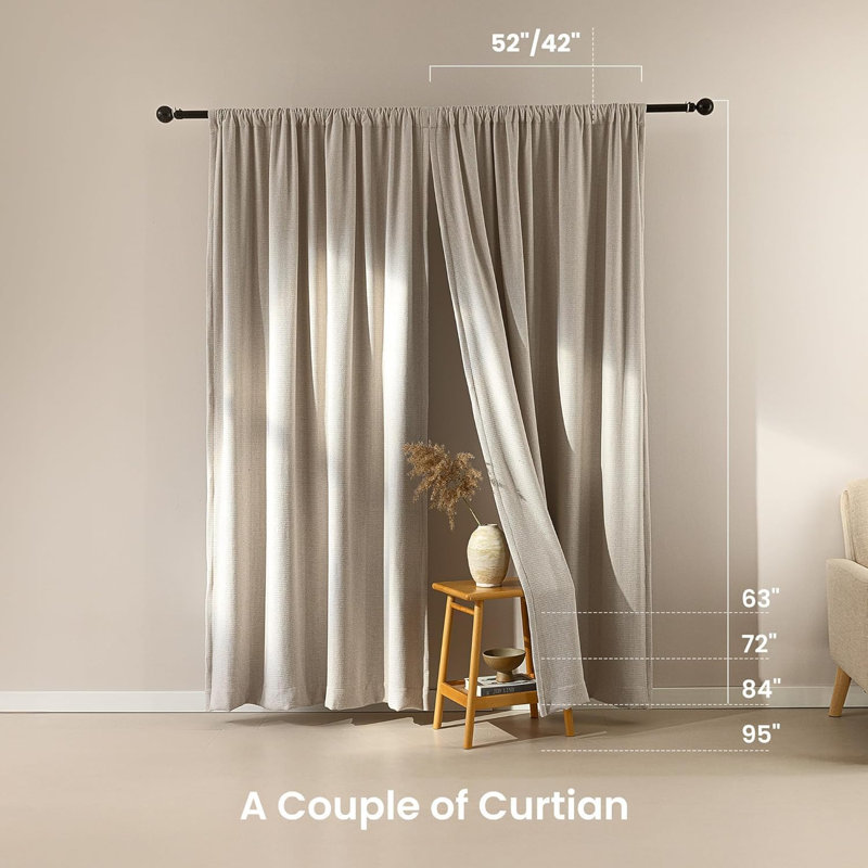 Blackout Magnetic Curtains(Set of 2), 52" W x 72" L, Oatmeal