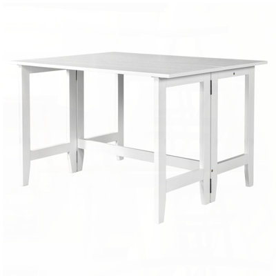 Farmhouse Drop Leaf Extendable Dining Table with Acacia Veneer (18" to 36" Wide, White, Seats 4)