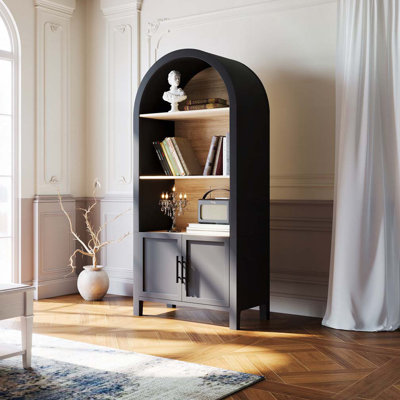 Bibliothèque arquée avec rangement, 3 niveaux