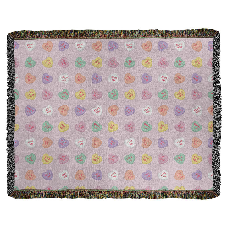 Hand Woven Throw Blanket, 60" W x 50" L, Pink/Brown