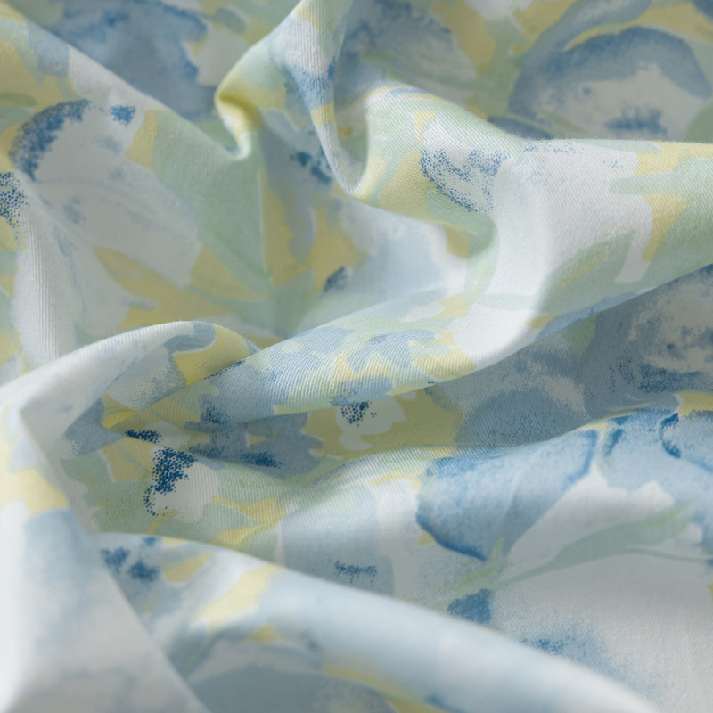 Minimalist Chic 3 PCS Floral Print Polyester Comforter Set, Blue/Yellow, King Comforter + 2 Standard Pillowcases