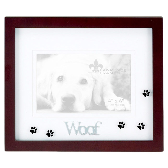 Dark Walnut Brown Wood Picture Frame with Silver Woof Lettering