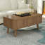 Table basse à plateau relevable 3 en 1, conception convertible cannelée pour la salle à manger et le rangement, parfaite pour les espaces de vie modernes