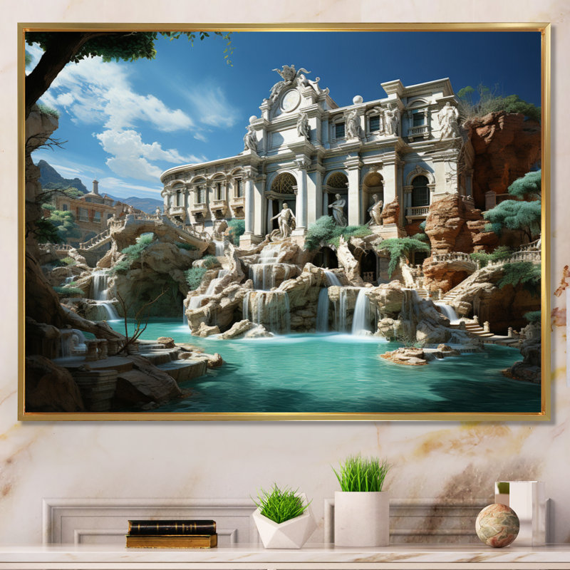 Italy Trevi Fountain Fontana - Landscapes Canvas Prints, H 12 po x l 20 po x P 1 po, Cadre flottant doré