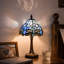 Petite lampe de table de chevet Tiffany, réglable à 3 températures de couleur, abat-jour de style libellule bleue et table de chevet à motif de feuille antique avec base en relief pour la bibliothèque de la chambre à coucher