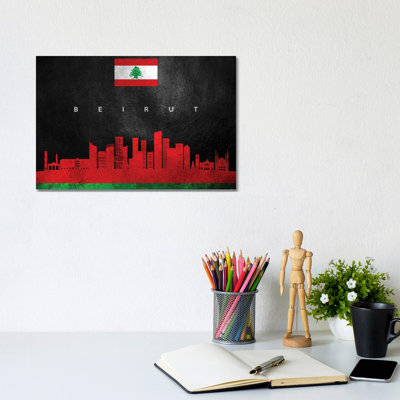 «Beyrouth Lebanon Skyline» par Adrian Baldovino, impression sur toile tendue
