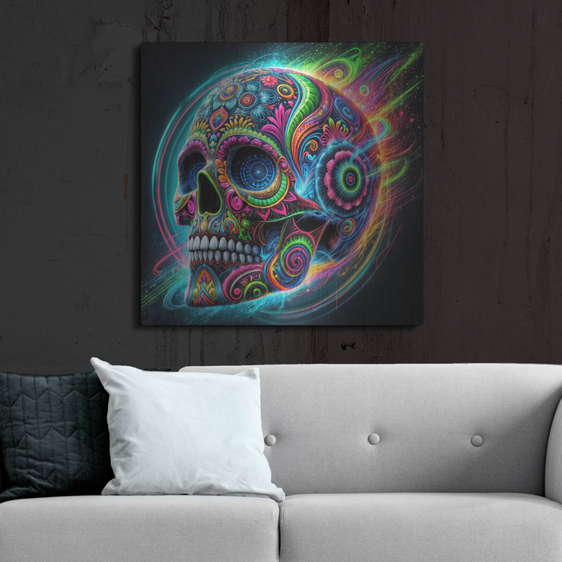  «Skull Graffiti» par Rey Klimt, art mural en métal, H 36 po x l 36 po